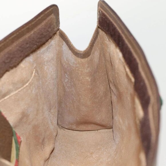 GUCCI GG Supreme Web Sherry Line Clutch Bag PVC Beige Red - Picture 6 of 16